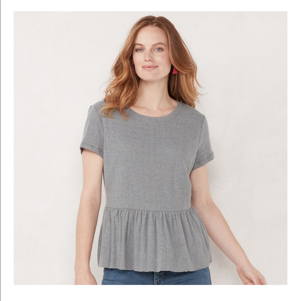 Lauren Conrad gray peplum top XXL